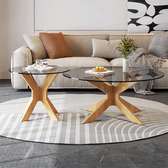 Table basse duo en verre modernes support en bois