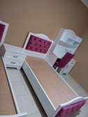 Ensemble chambre enfant blanc et rose lit bureau
