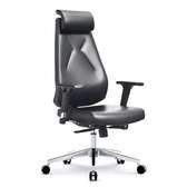 Chaise bureau ergonomique cuir noir dossier haut