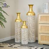 Ensemble 3 vases décoratifs or blanc design moderne