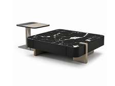 TABLE BASSE EN MARBRE+VERRE
