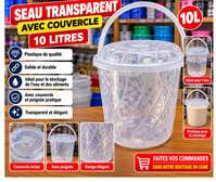 Makkity Plastik seau transparent 10L avec couvercle
