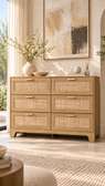 Commode bois naturel 6 tiroirs design contemporain