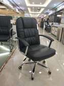 Fauteuil bureau cuir synthétique noir pivotant ergonomique