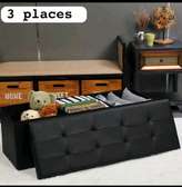 Pouf de rangement 3 places similicuir