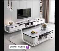 Meuble TV blanc moderne avec table basse