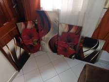 Ensemble 5 tableaux fleurs rouges
