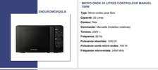 MICRO ONDE ENDURO 20LITRES MANUEL NOIR