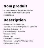 Réfrigérateur combiné inox 2 portes grande capacité