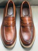 Mocassin cuir marron confortable semelle épaisse