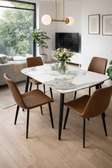 Ensemble table marbre + 4 chaises marron noir