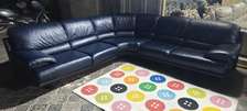 SALON ANGLE EN CUIR BLEU