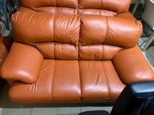 salon en cuir 6 places cognac pieds métalliques