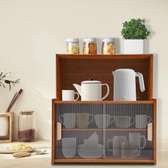 Meuble rangement cuisine bois naturel portes coulissantes