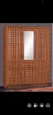 Armoire bois massif marron naturel 4 portes miroir