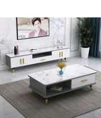 Ensemble meuble TV et table basse noir et blanc moderne