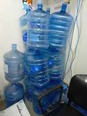 Lot 7 bouteilles eau 19L bleu transparent réutilisable