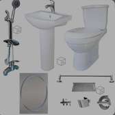 Ensemble salle de bain complet lavabo WC douche blanc chrome