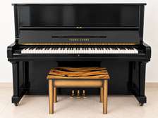 Piano droit noir brillant avec banc