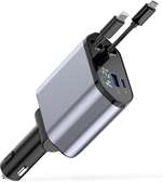 Chargeur Voiture, 120W 4 en 1 rétractable USB C