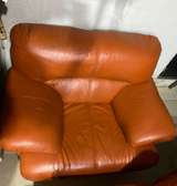 salon en cuir 6 places cognac pieds métalliques