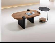 Table basse bois ronde pivotante avec miroir