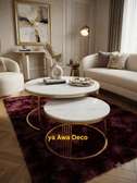 Ensemble 2 tables basses effet marbre blanc doré