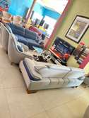 Salon 6 places gris clair tissu haut de gamme