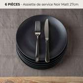 Assiettes de Service Noir Mat 27 cm – Lot de 6