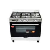 CUISINIERE 5FEUX ASTECH 90X60+FOUR A GAZ FULL OPTION GRIS