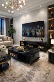 Meuble TV noir brillant design moderne 150 cm