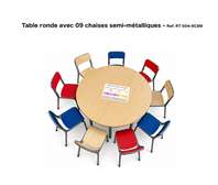 Table ronde avec 9 chaises semi-métalliques