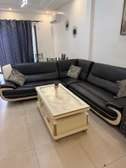 Canapé d'angle cuir noir 5 places design moderne