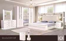 Ensemble chambre 5 pièces blanc laqué moderne 8816