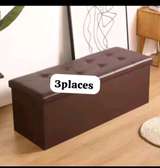 Pouf de rangement 3 places similicuir