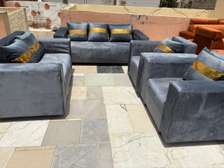 Ensemble canapé 3 places + 2 fauteuils velours gris