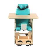 Chaise enfant IMC ergonomique tablette bleu harnais réglable