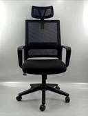 Fauteuil bureau ergonomique noir dossier haut chromé