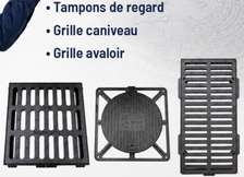 Ensemble tampons regard et grille caniveau fonte solide