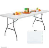 Table pliante 180 cm blanche plastique et métal