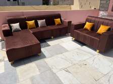 Ensemble canapé d'angle marron foncé design