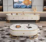 Meuble TV avec Table Basse en Marbre