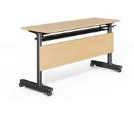 Bureau mobile pliable bois clair métal noir