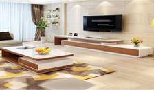 TABLE TELEVISEUR BLANC BEIGE TV206 + TABLE BASSE TVB050