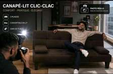 Canapé-lit clic-clac 3 places noir convertible