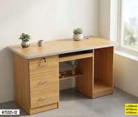 KT1221-12 - TABLE BUREAU BOIS FONCÉ AVEC TIROIRS