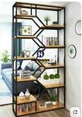 Étagère design bois naturel métal noir 5 niveaux