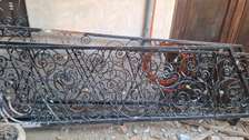 Lot de 3 rampes d'escalier en fer forgé noire décorative