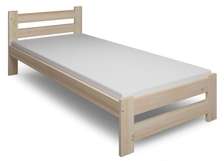 Lit simple bois naturel massif avec matelas confortable