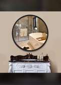 Miroir rond 60 cm cadre métal noir moderne